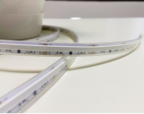 Flexible COB Pixel Rgb LED نوار نور 24V IP65 سیلیکونی آستین دار