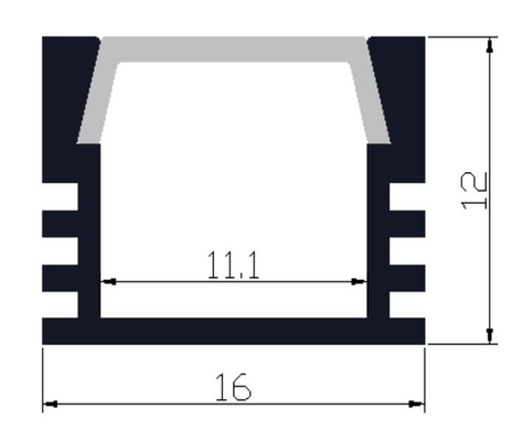 کانال پروفیل ال ای دی آلومینیومی Aviation 6063 16 x 12mm کانال نور نواری