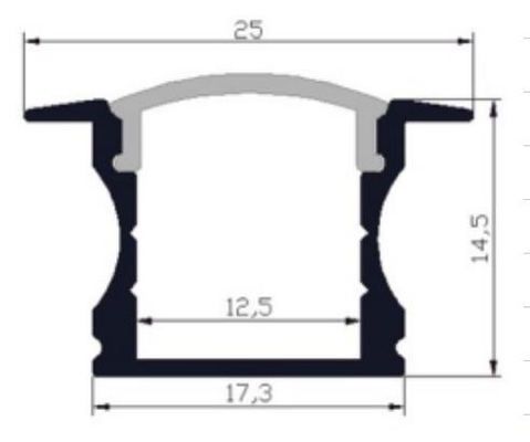 پروفیل آلومینیومی نور LED 25 × 14.5 میلی‌متری RoHS