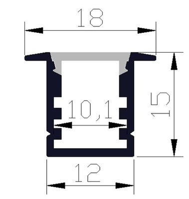 پروفیل آلومینیومی نور LED 6063 پروفیل LED توکار 18 X 15 میلیمتری