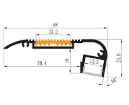 کانال پروفیل آلومینیومی نور آنودایز شده 6063 68x24.6mm For Step Edge